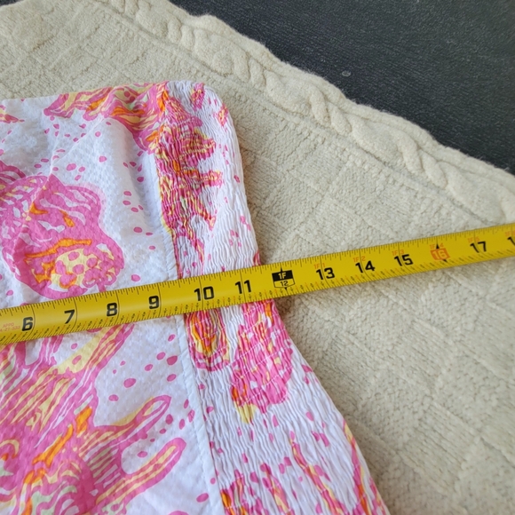 Lilly Pulitzer Elinor Strapless Drop Waist Dress size XS Conched Out Pink Orange - Picture 4 of 8